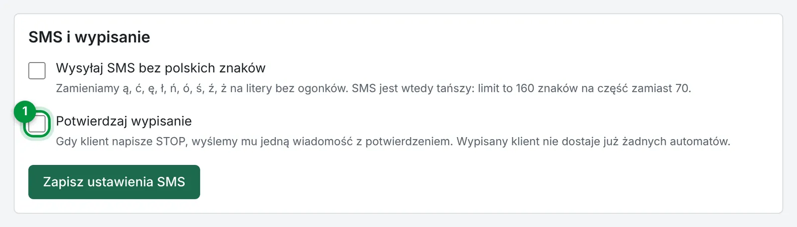 Opcja Potwierdzaj wypisanie w Ustawieniach odtxt